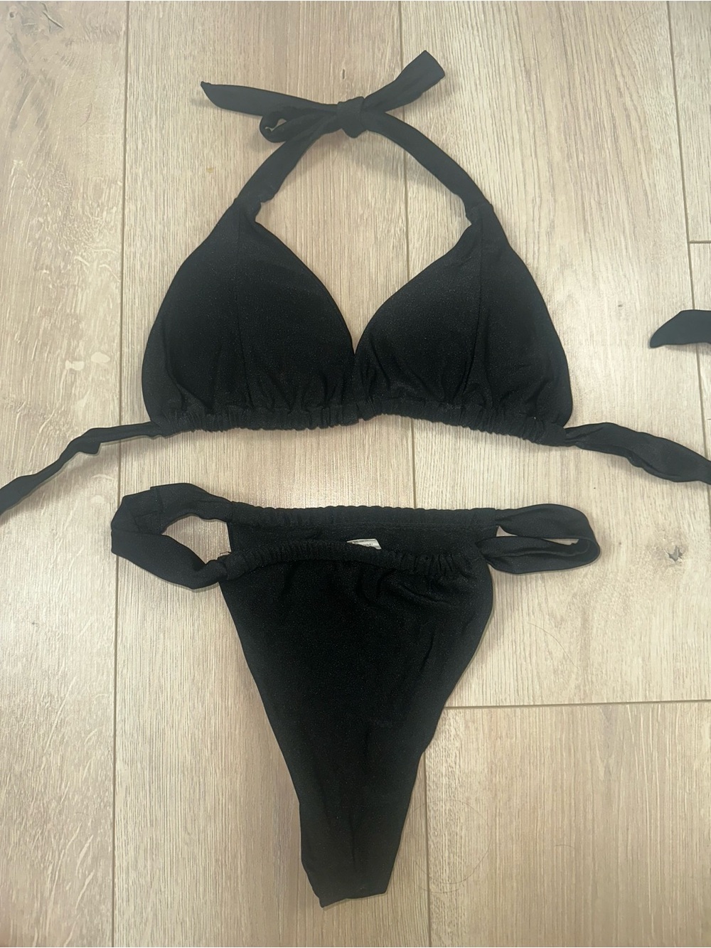 Mango Black Halter Triangle Bikini Set